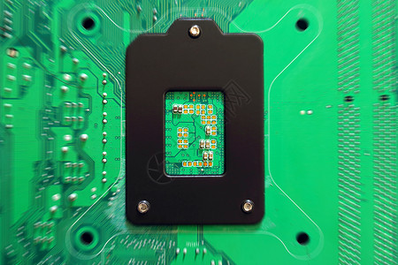 绿色背景电子电路板 有选择性地突出重点艺术电气技术痕迹实习生库存芯片路由工程数据图片