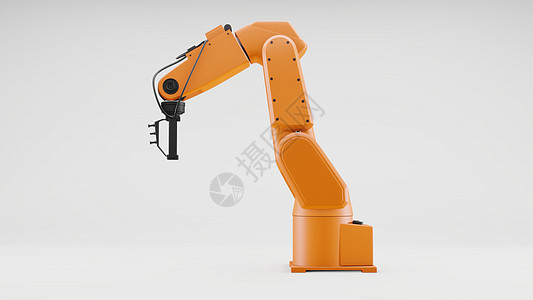 灰色背景上的机械臂 工业机器人机械手科学起重机电脑生产机械手臂智力商业自动化制造业图片