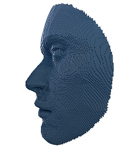 从立方体构造的抽象人脸学习转型头脑科学智力男人体素眼睛正方形3d图片