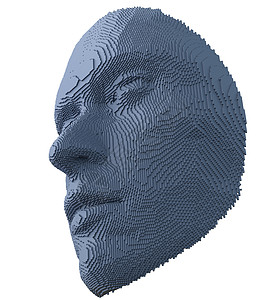 从立方体构造的抽象人脸墙纸转型学习蓝色3d机器智力男人科学眼睛图片
