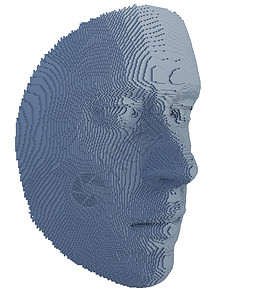 从立方体构造的抽象人脸数据科学墙纸体素机器正方形学习男人蓝色3d图片