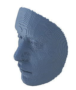 从立方体构造的抽象人脸蓝色机器头脑正方形学习智力墙纸电子人转型男人图片