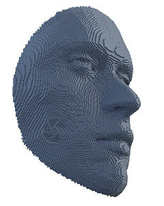 从立方体构造的抽象人脸机器学习墙纸正方形数据电子人科学头脑体素男人图片