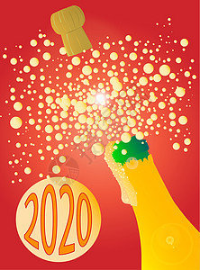 2020年新年份瓶派对运动喷涂飞溅标签插图艺术酒瓶酒精瓶子图片
