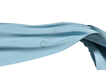 丝绸蓝色3d 渲染流动的布背景涟漪奶油窗帘纺织品运动材料布料海浪织物帆布背景