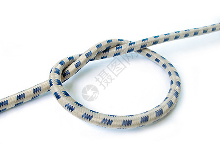 弹性绳子白色海洋带子环形航海节点船运安全绳索领带图片
