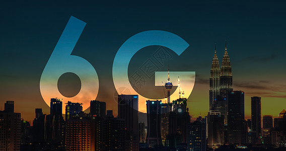 马来西亚城市马来西亚吉隆坡背景的 6G 文本建筑上网电讯手机细胞速度商业信号技术互联网背景