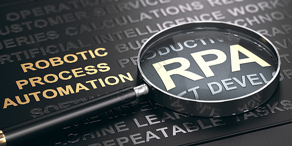 RPA 机器人程序自动化流程人工智能金子技术解决方案概念3d商业进步插图图片