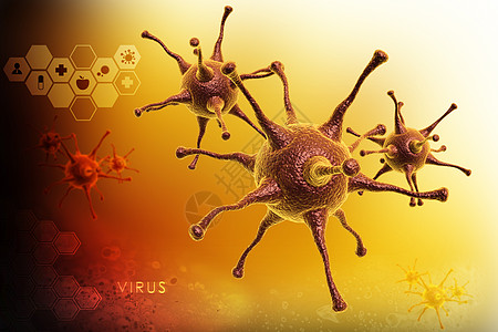 病毒的 3d 渲染感染科学谷物药品营养病菌细胞微生物学早餐食物图片