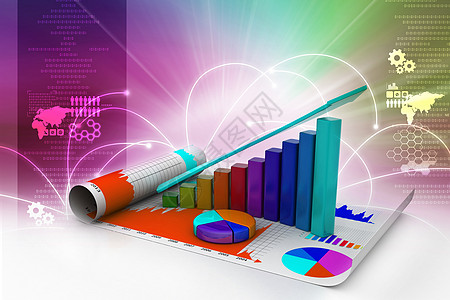业务增长图和饼图库存市场馅饼银行业预报蓝色公司货币数字利润图片