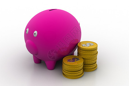 有美元硬币的小猪银行小猪盒子退休经济生长投资者安全基金金融利润图片