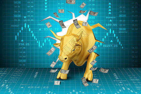 黄金商业公牛上升与图表销售牛市股价投资者股市碰撞利润电脑经济股票图片