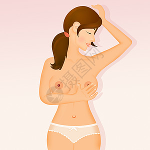 治愈插图乳房自体检查摄影插图女士预防药品乳腺癌症疾病女性胸部背景