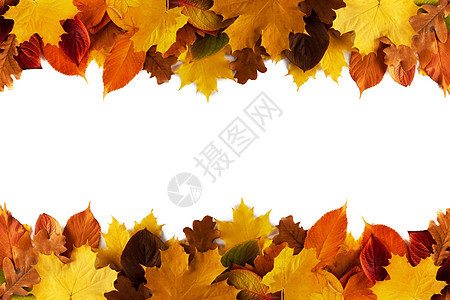 秋叶框架树叶落叶叶子枫叶赭石橡树叶季节墙纸装饰黄色图片