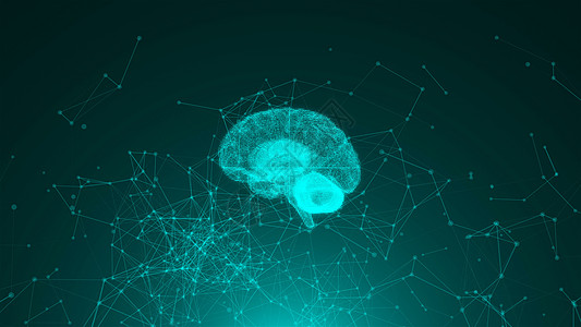 大脑在背景上的 3d 渲染与科学技术互联网的许多连接点概念商业思维智力教育创造力网络神经科学电脑插图图片
