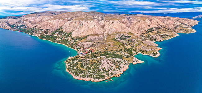 斯塔拉Baska村和Stat的空中全景旅行天线阳伞旅游海岸海景支撑假期岩溶蓝色图片