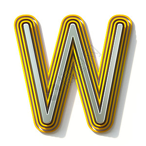 黄色轮廓字体字母 W 3图片
