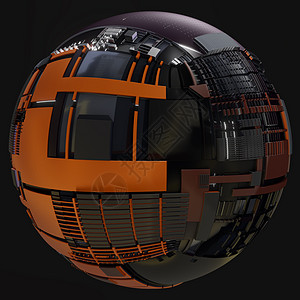 抽象硬表面科幻技术球体空间站金属建筑学多边形飞船渲染飞碟行星矩阵细胞图片