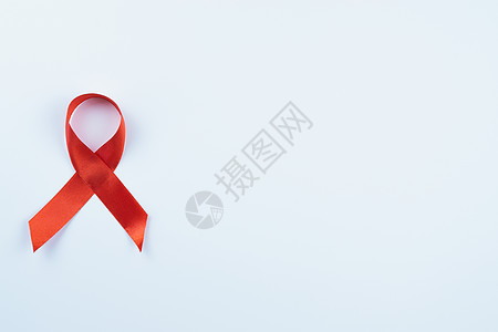AIDS意识 白色背景的红丝带和复制空间f癌症保健疾病治疗世界机构药品幸存者帮助卫生图片
