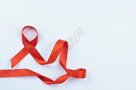 AIDS意识 白色背景的红丝带和复制空间f幸存者治疗世界女士帮助卫生预防药品活动机构图片