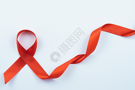 AIDS意识 白色背景的红丝带和复制空间f世界治愈帮助女性疾病癌症卫生预防生活保健图片