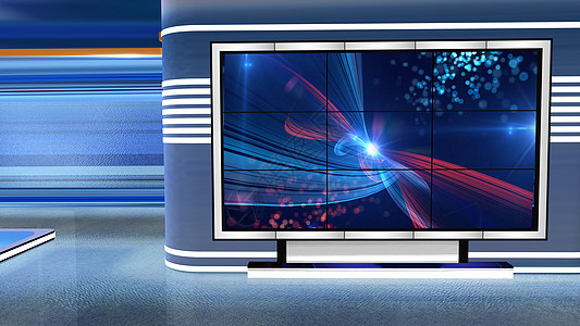 虚拟学习蓝色娱乐虚拟技术推介会相机生产场景演播室反射背景图片
