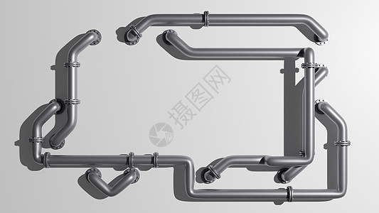 中间有空空空间的横幅夹在管道中医学金属计算机黑色3d科学影棚合金绘图插图图片