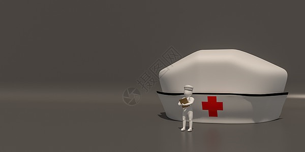 灰色背景上的职业符号 3d 插画组3情况工具卫生紧迫感案件成套渲染红色医疗医生图片