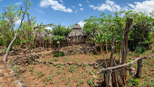 埃塞俄比亚Konso部落 格洛丽塔墙壁奇幻的村庄大面国家住宅游客旅游观光农村标准小屋房子图片