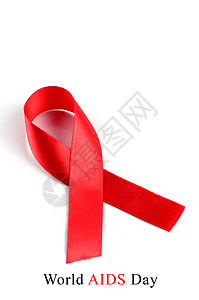 白种背景的红色丝带斗争感染环形世界丝绸免疫疾病癌症生活机构图片