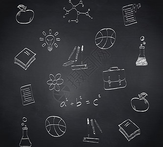 学校面条综合图像艺术手绘数学涂鸦数字灯泡黑板绘图科学计算机图片