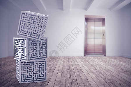 迷宫立方体的复合图像圆圈空白广告牌地板广告盒子魔方动画片白色电梯图片