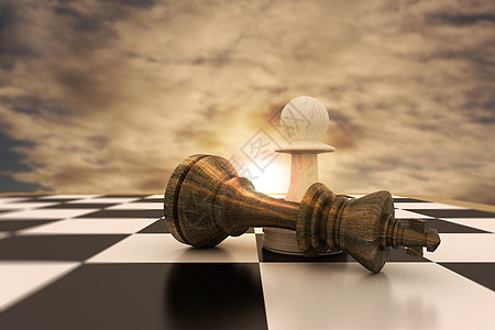 白色棋子的复合图像 站在倒下黑王的身旁商务竞赛优胜者商界战略胜利欢呼墙纸插图键盘图片