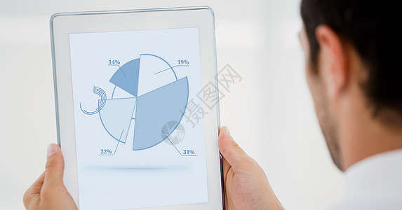 使用数字板的商务人士职场部位商务触摸屏工作人体饼形数据人手商业图片