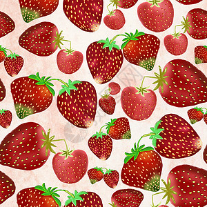 简单的小手绘草莓无缝模式图片