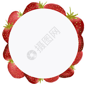 孤立在白色背景上的花园草莓花环健康纺织品插图艺术收藏食物墙纸框架绘画浆果图片