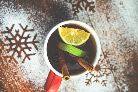 圣诞节节日概念调子八角星柠檬卡片风格香料假期桌子薄片针织图片