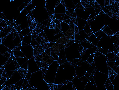 带有蓝色线条和圆点的抽象深色背景多边形插图科学电脑三角形技术网络图片