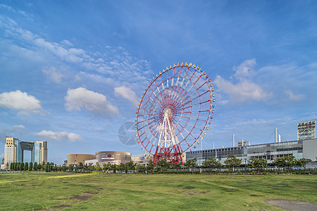 Odaiba多彩高高的车轮木马公共公园中心乐趣幸福天空城区地标游乐园活动图片