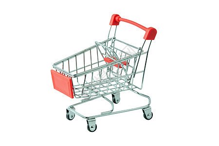 购物概念 白色背景的红色购物车 带CL图片