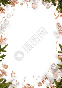 新年边框新年装饰边框和空白的白色模板背景庆典床单礼物盒锥形礼物生日海报派对打印传单背景