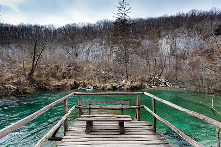 克罗地亚普利维茨湖国家公园季节旅游公园国家天堂木头青色冒险瀑布森林图片