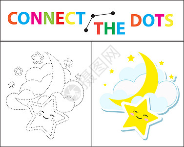 儿童运动技能教育游戏 连接点图片 对于学龄前儿童 在虚线上画圈并涂色 着色页 插图孩子们写作卡通片动物意义工作孩子活动农场卡片图片