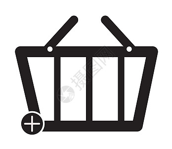 白色背景上的购物篮标志 篮子符号 平坦的图片
