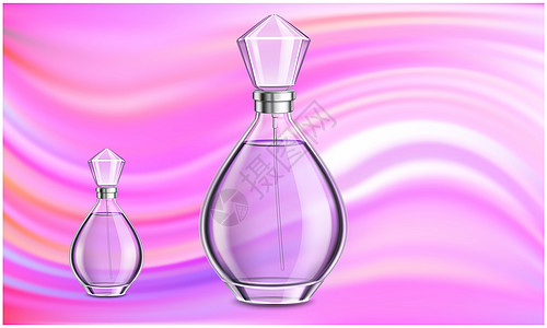 香水图在抽象背景上模拟女性香水的插图香味横幅化妆品墙纸液体瓶子杂志3d女士流行音乐背景