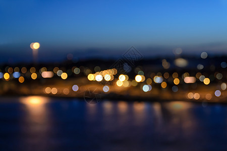 城市海岸线灯光散景图片