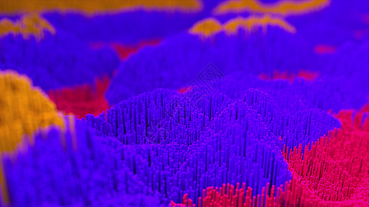 3d 渲染抽象地形 计算机生成的彩色背景面条音乐频率螺旋活力全息波形海浪曲线粒子背景图片