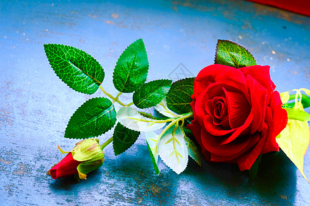 红玫瑰花在生锈的地板上 自然生命仍然热爱浪漫的背景主题 墙纸网标语为友谊和情人节设计了标志性装饰 复制空间供按摩用生日礼物庆典纪图片