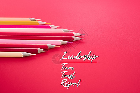 领导才能业务概念 红色铅笔导致其他颜色图片