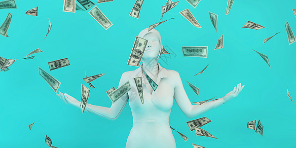 成功的女商业成功妇女资金贷款收益财富绩效蓝色女士报酬彩票预算图片